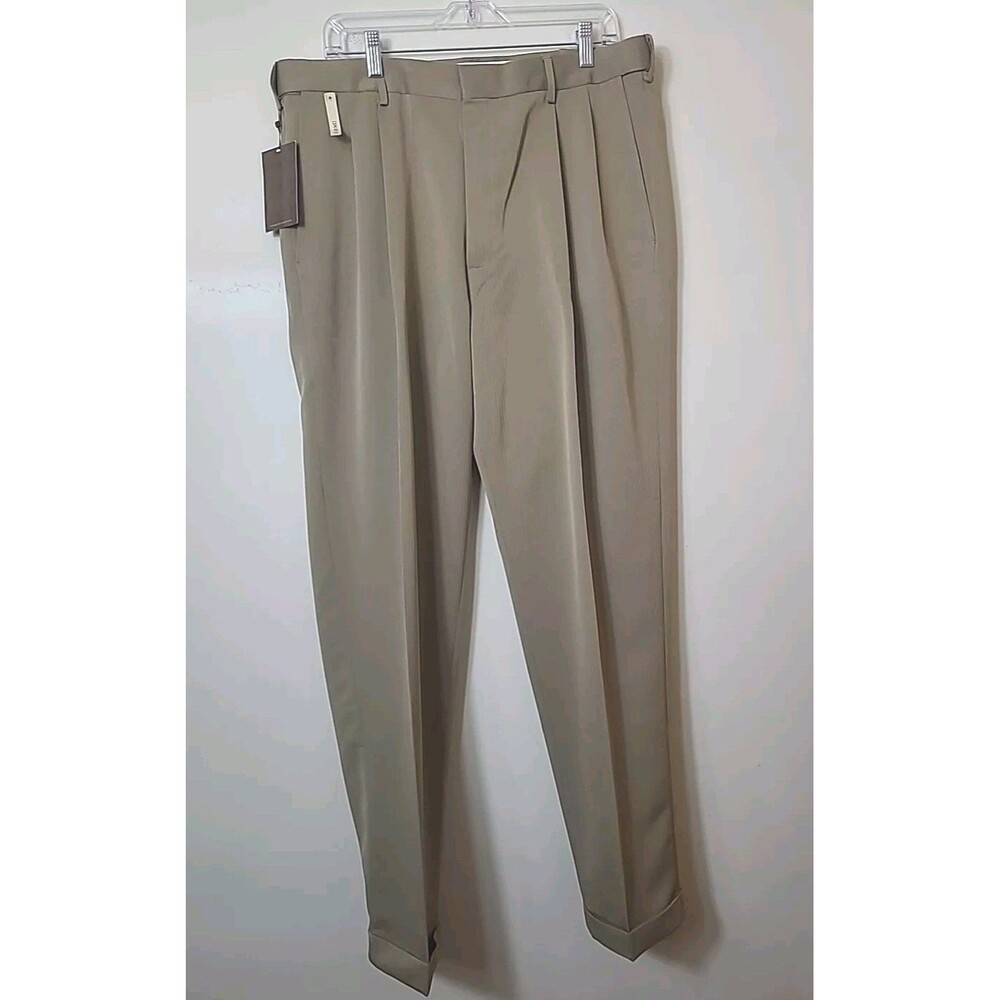 Haggard Comfort Waist Pants Men's 36x32 Beige No Iron Permanent Crease Tags